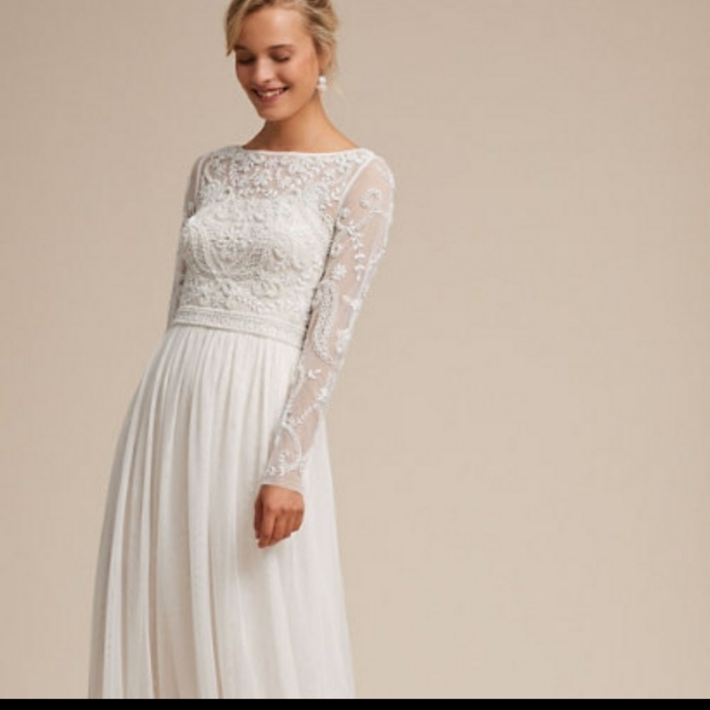 BHLDN Sinclair Dress long sleeve, beaded
Size 10